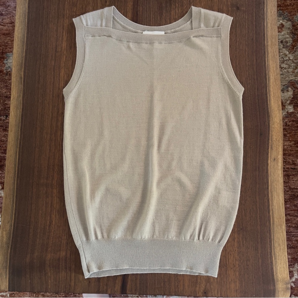 Reformation Wool Blend Sweater Vest  Ivory Taupe Size XS Like New Tan Taupe